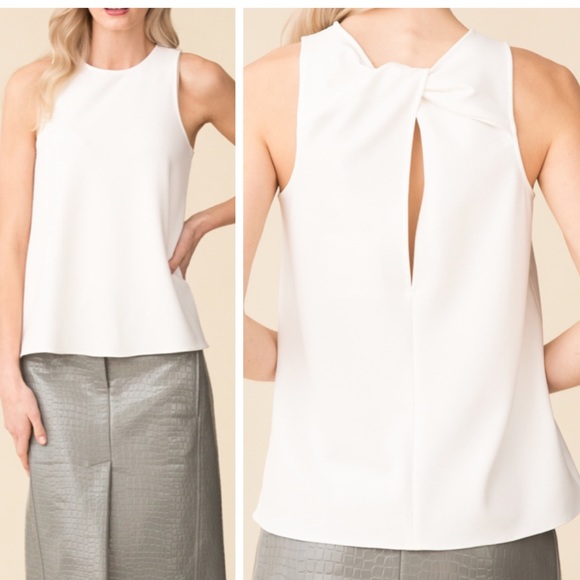 tibi structured crepe sleeveless blouse
